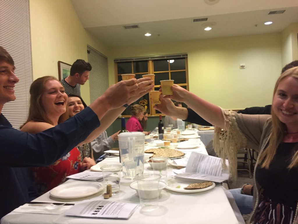 Hillel students at a community gathering